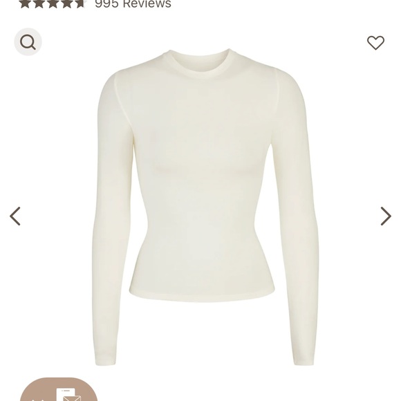 NWT SKIMS Cotton Jersey Long Sleeved T-Shirt - Marble - Picture 1 of 4